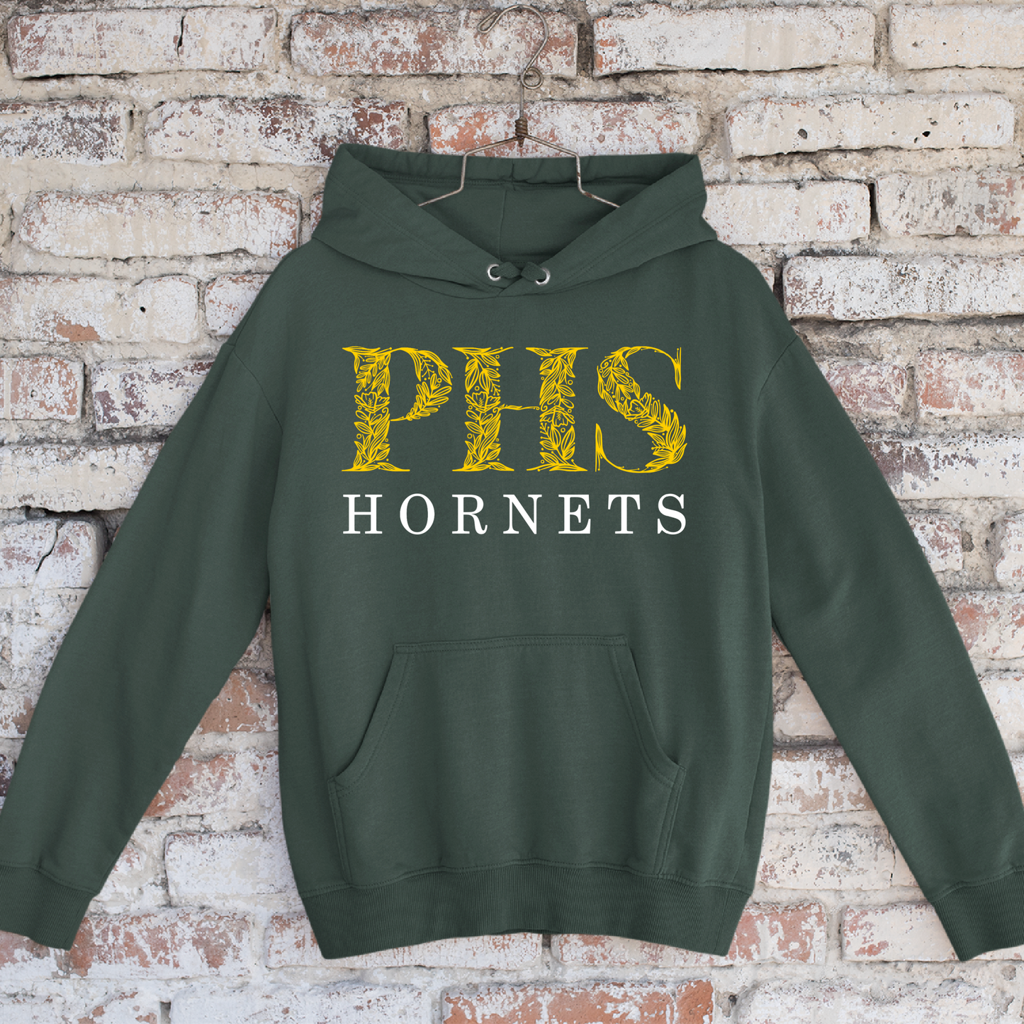 Green Bay Preble Hornets Yellow Floral - Forest Green Tee, Crewneck, or Hoodie (Copy)