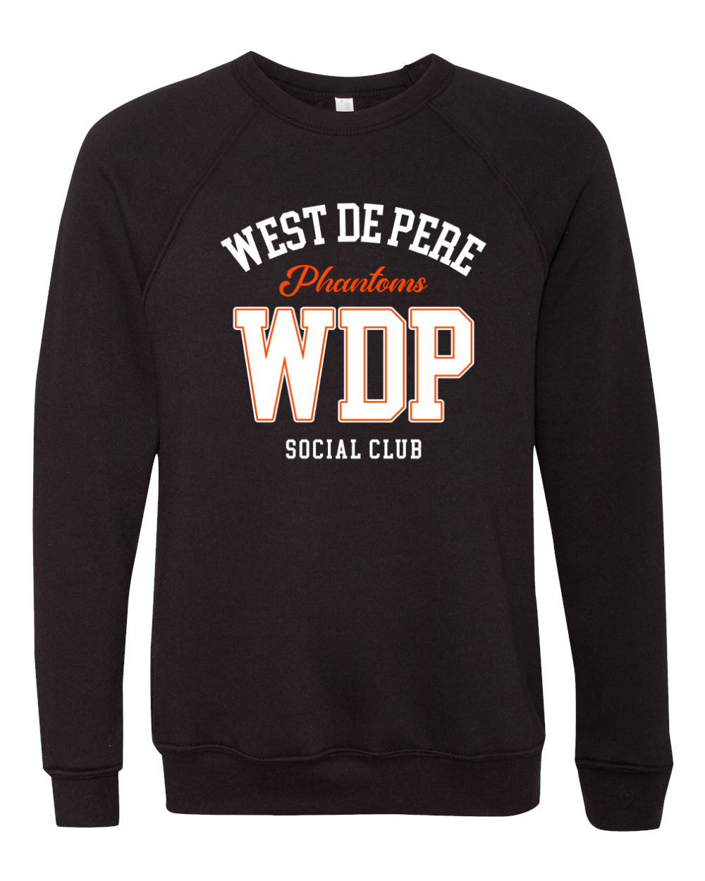 Heavy Black Sweatshirt with West De Pere Phantoms Social Club Design