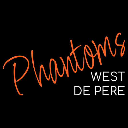 West De Pere Phantoms Script - Black Tee, Crewneck, or Hoodie