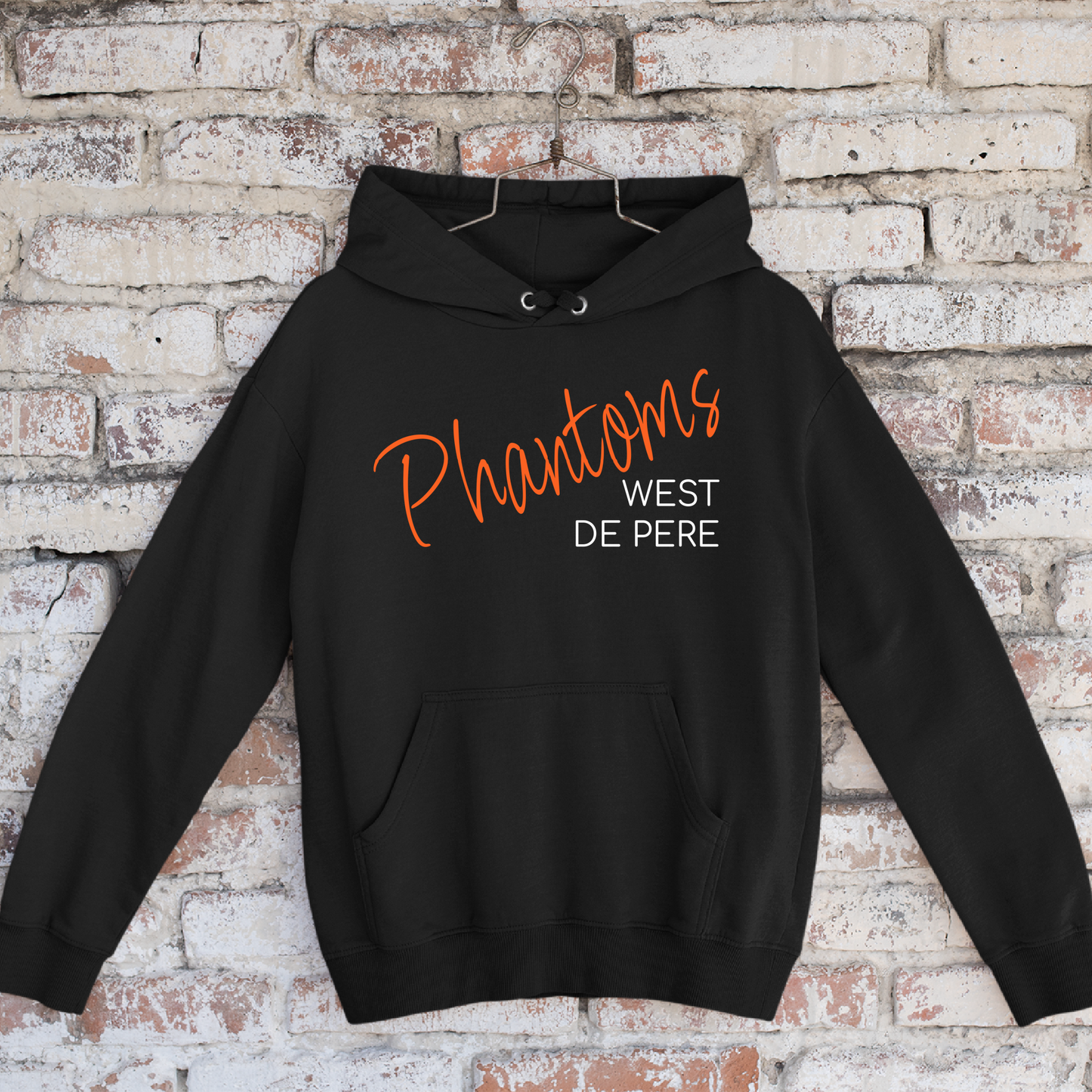 West De Pere Phantoms Script - Black Tee, Crewneck, or Hoodie