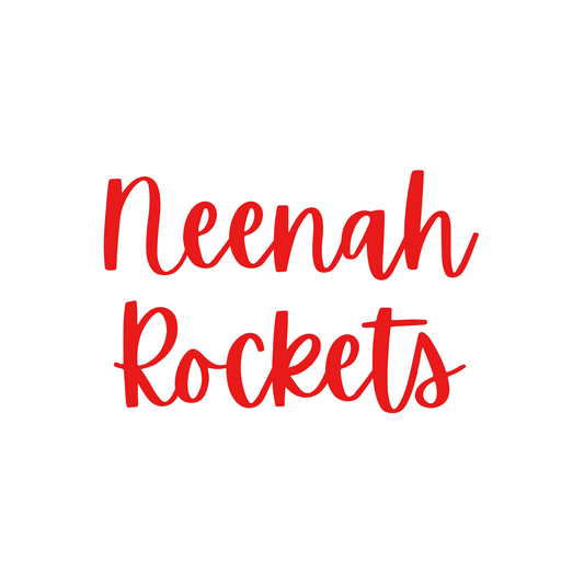 Neenah Rockets Small Red Script - White Tee, Crewneck, or Hoodie