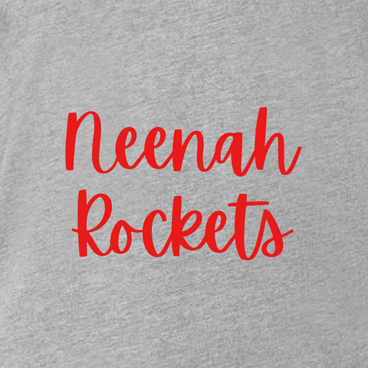 Neenah Rockets Small Red Script - Athletic Gray Tee, Crewneck, or Hoodie