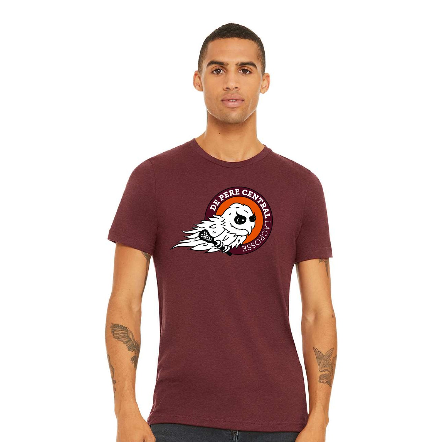 De Pere Central Lacrosse Ghostbirds Logo - Cardinal T-Shirt