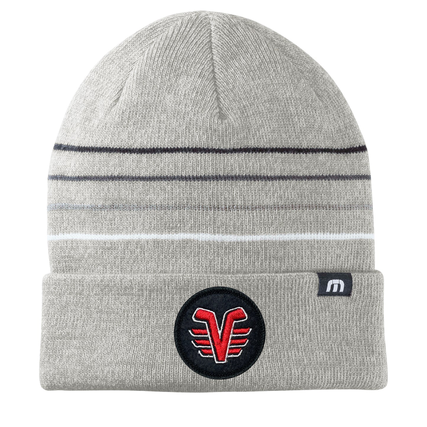 De Pere Voyageurs High School Hockey Winter Pom Hat | Travis Mathews Knit Beanie Round Patch