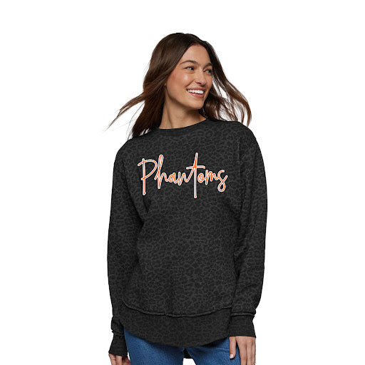 Ladies Black Leopard Sweatshirt - West De Pere Phantoms