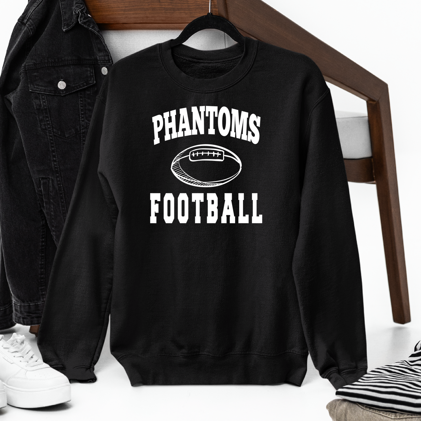 West De Pere Phantoms Football - Black Tee, Crewneck, or Hoodie