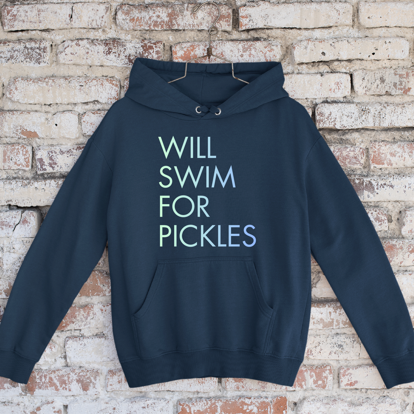 Will Swim for Pickles Minimalist - Navy Tee, Long Sleeve Tee, Crewneck, or Hoodie
