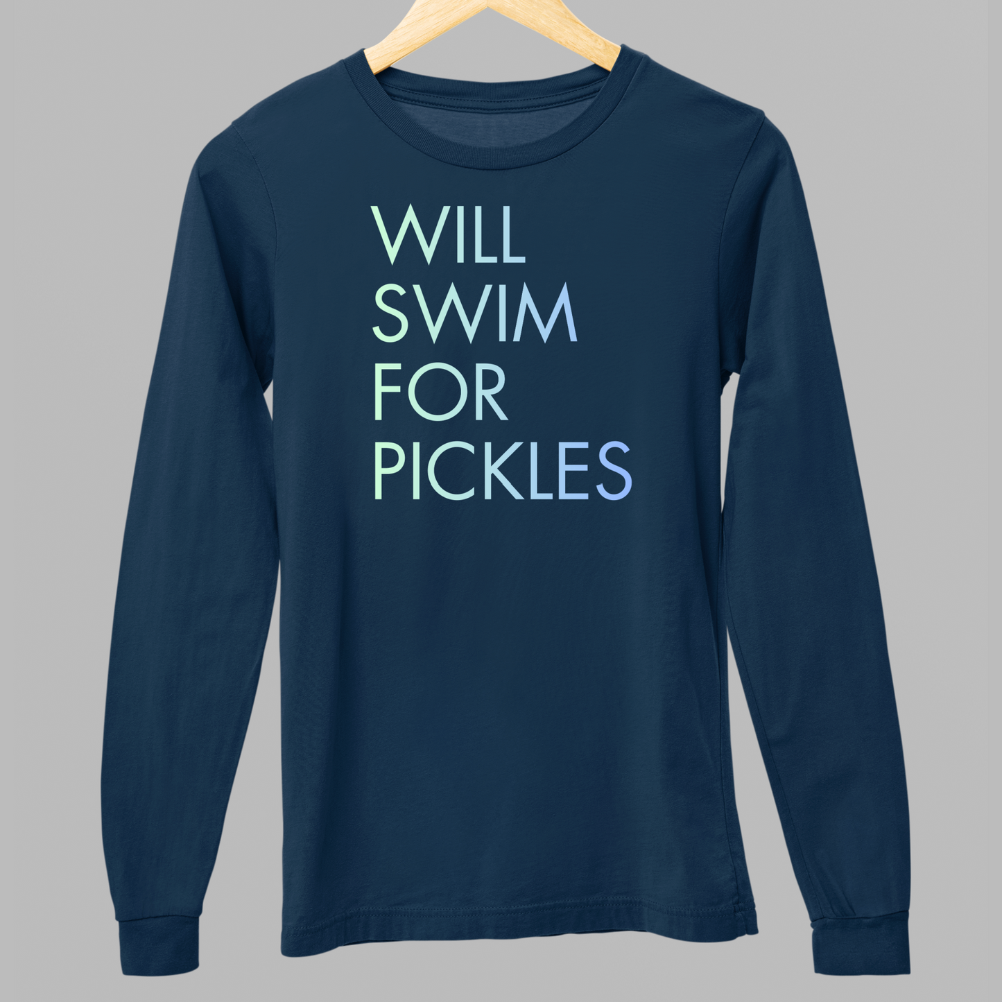 Will Swim for Pickles Minimalist - Navy Tee, Long Sleeve Tee, Crewneck, or Hoodie