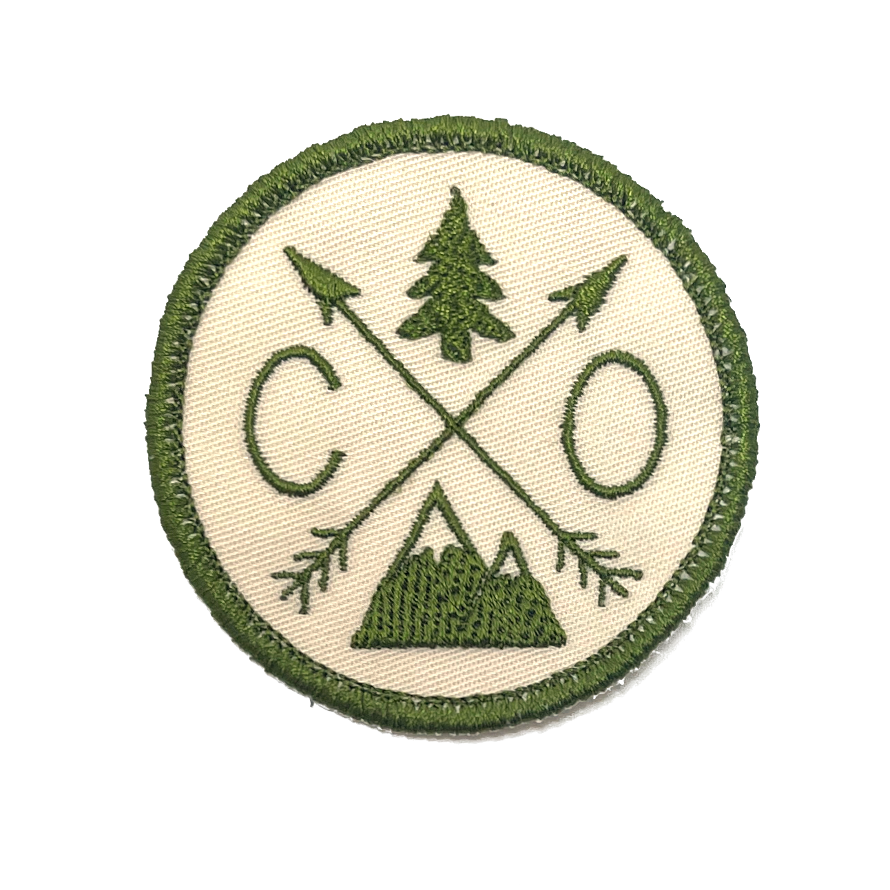 Embroidered Iron-On Custom State Patch - Olive Green & Cream