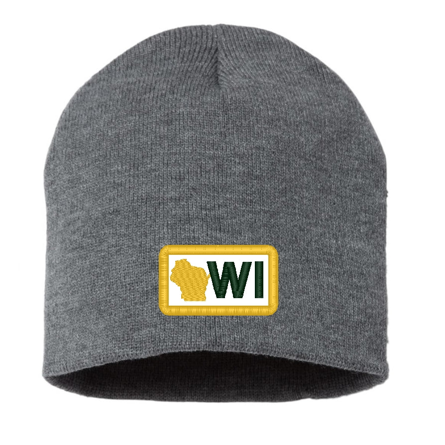 Mini Patched Beanie - Pick your State - Gray Winter Hat
