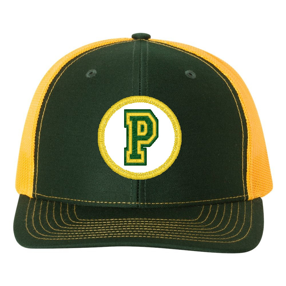 Yellow and Green Snapback Mid Profile Trucker - Green and Yellow Round Patch