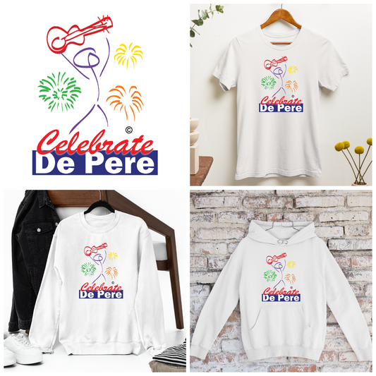 Celebrate De Pere- White Tee, Crewneck, or Hoodie