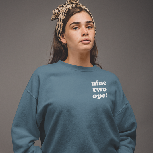 Indigo Blue "nine two ope!" Area Code Crewneck Sweatshirt - 3D Puff Lettering