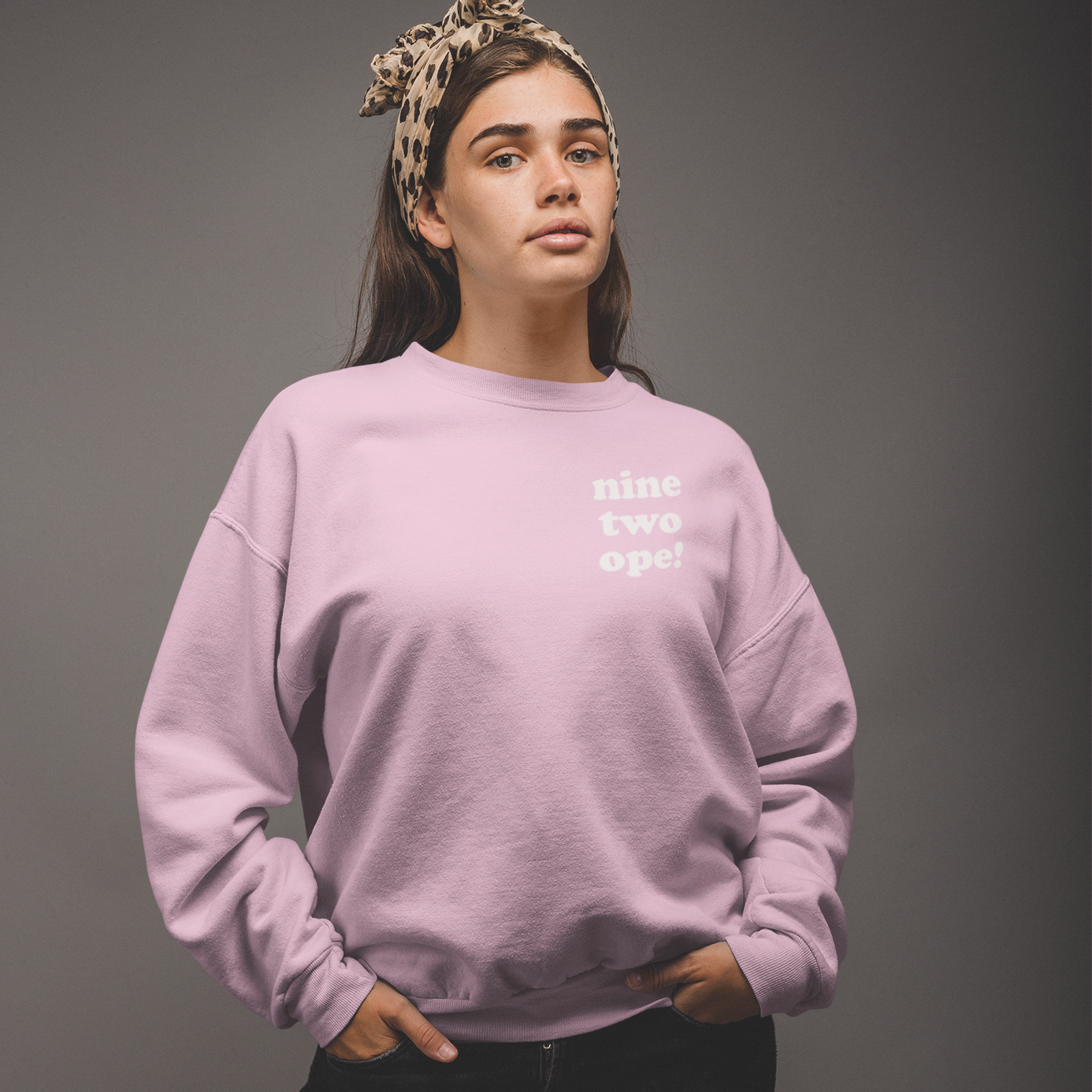Pale Pink "nine two ope!" Area Code Crewneck Sweatshirt - 3D Puff Lettering
