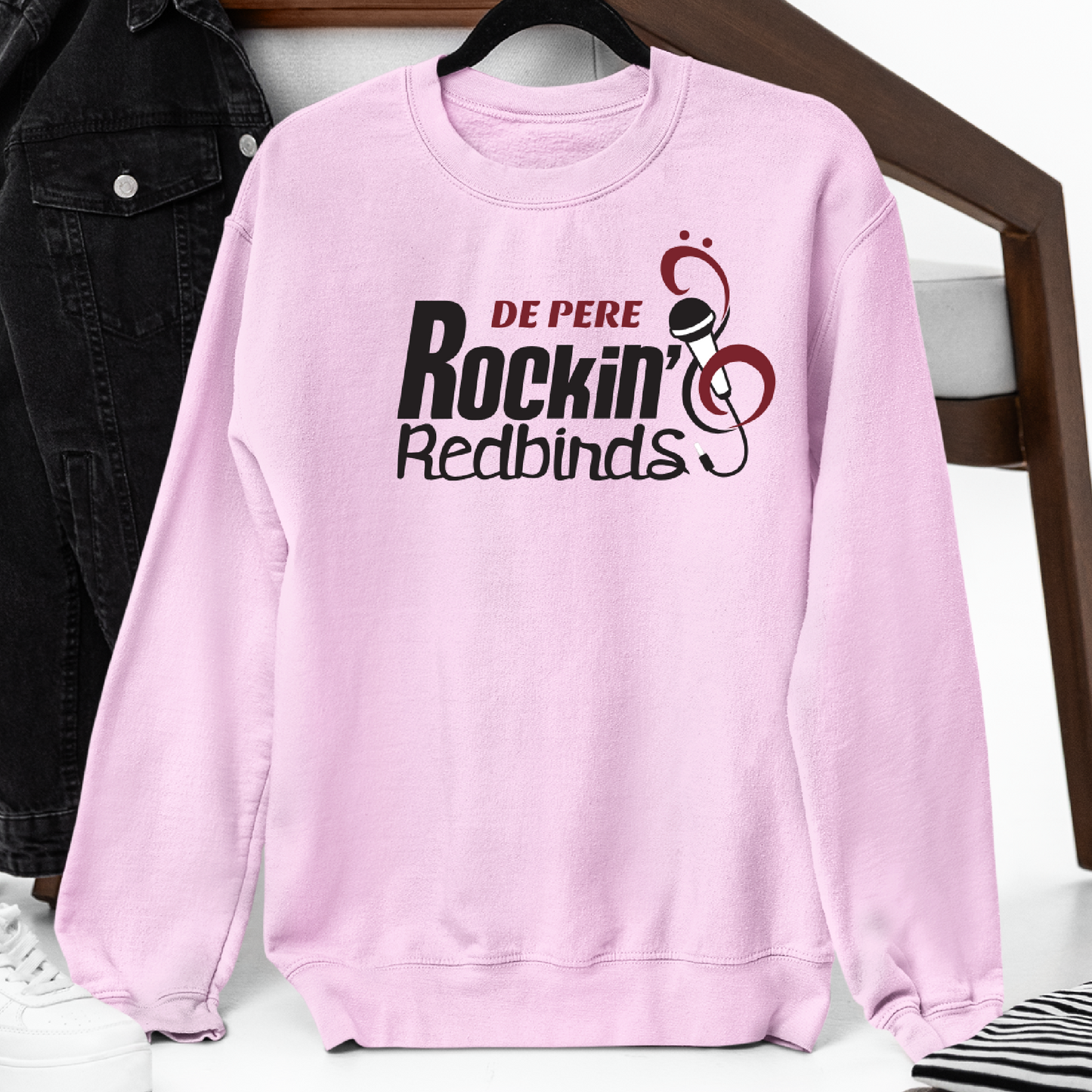 De Pere Rockin Redbirds - Pink Tee, Crewneck, or Hoodie