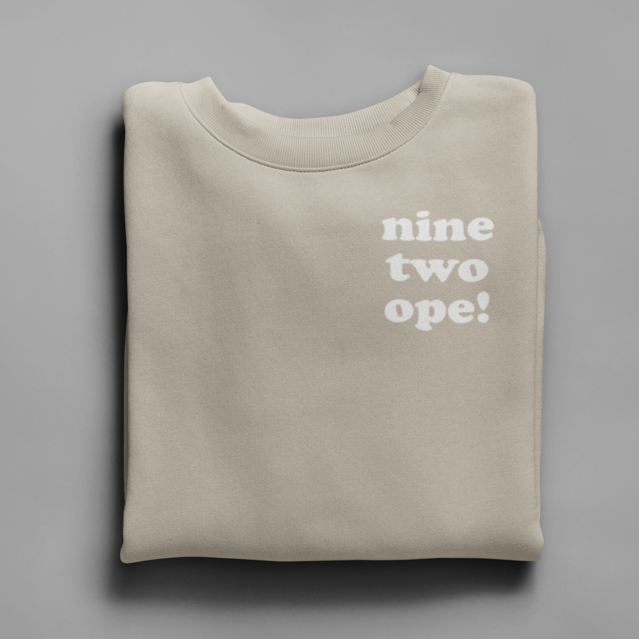 Sand Beige "nine two ope!" Area Code Crewneck Sweatshirt - 3D Puff Lettering