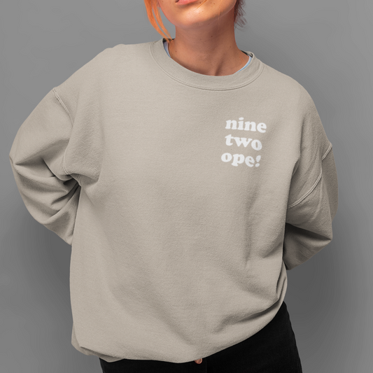 Sand Beige "nine two ope!" Area Code Crewneck Sweatshirt - 3D Puff Lettering