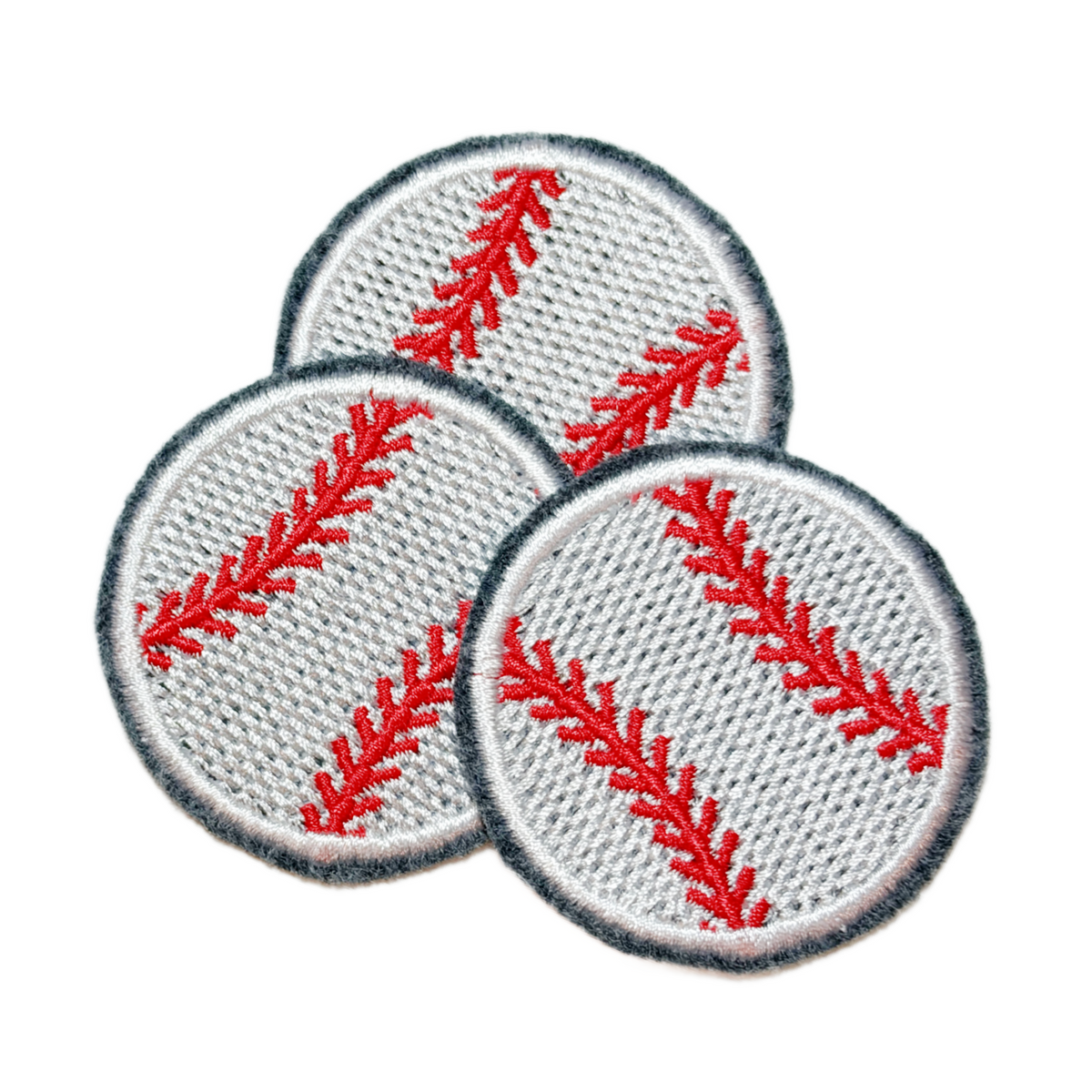 Iron-On Patch - 2 inch baseballs gray border