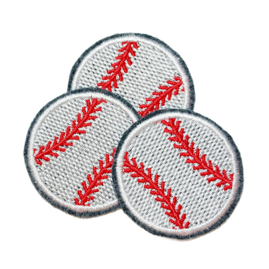 Iron-On Patch - 2 inch baseballs gray border