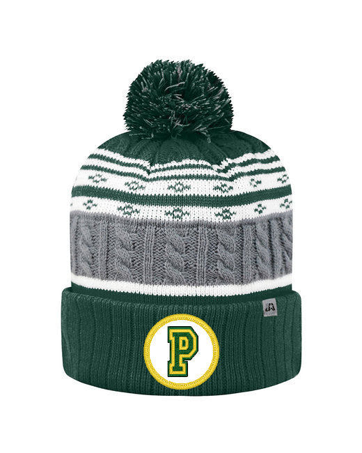 Preble Embroidered Patch Beanie Winter Hats - Yellow Edge Block Patch