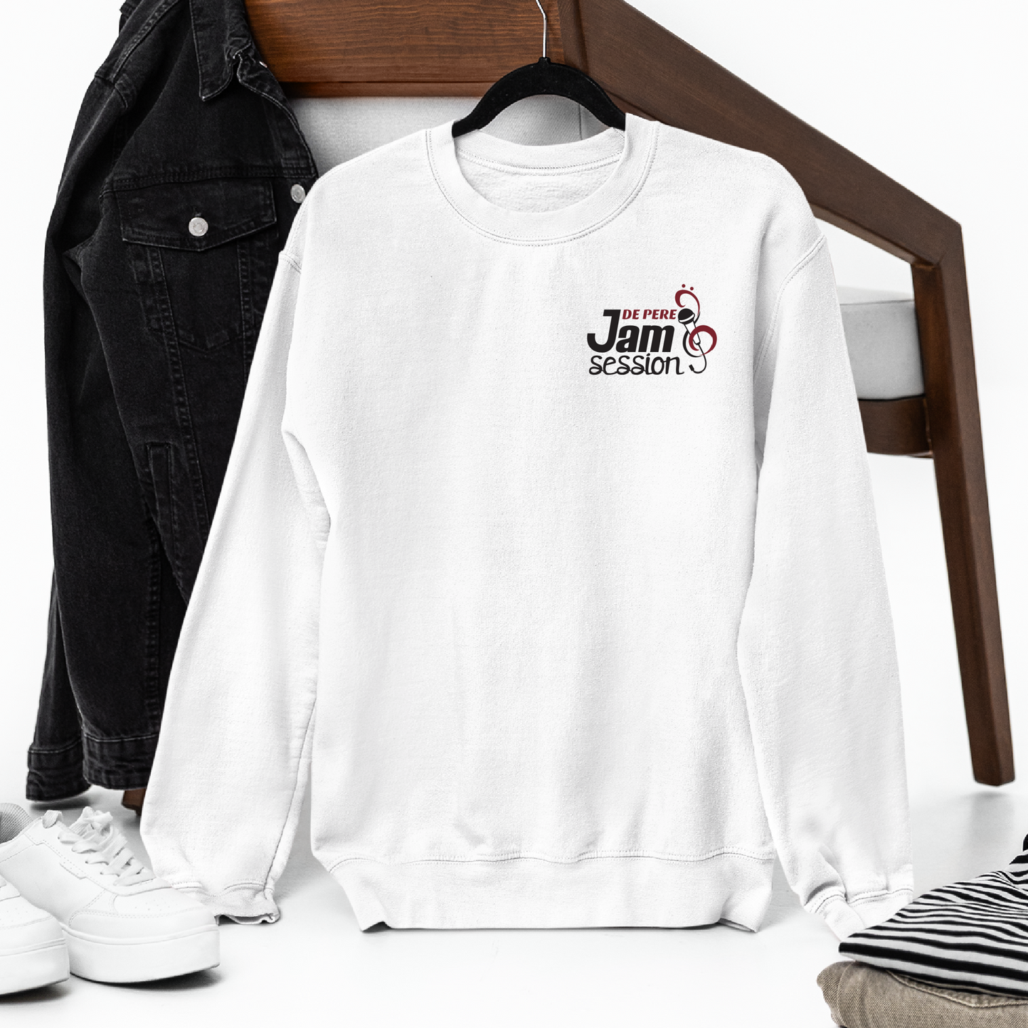 De Pere Jam Session Minimalist Design - White Tee, Crewneck, or Hoodie