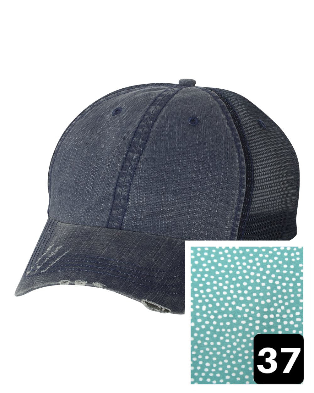 Colorado Hat | Navy Distressed Trucker Cap | Many Fabric Choices