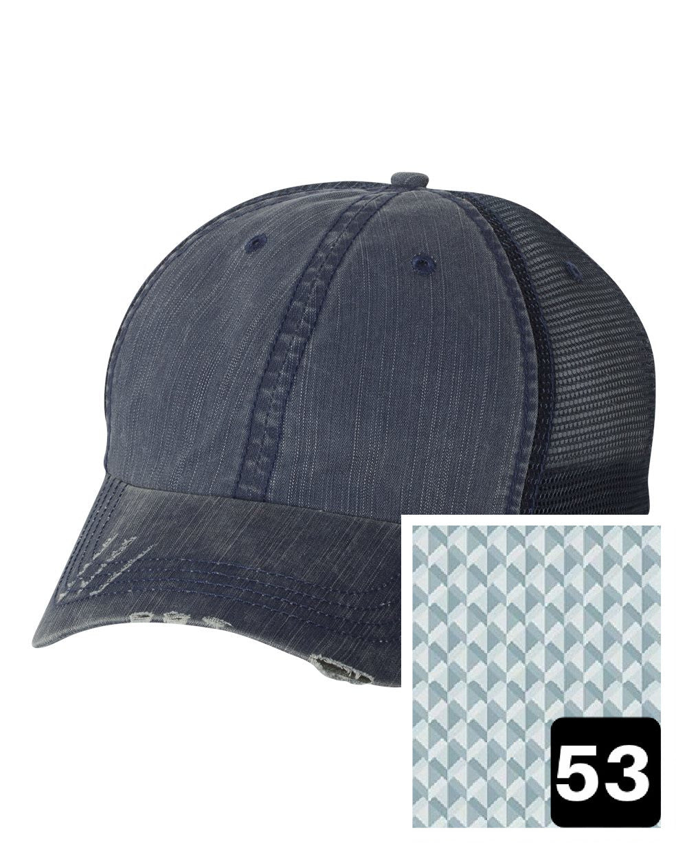 California Hat | Navy Distressed Trucker Cap | Many Fabric Choices