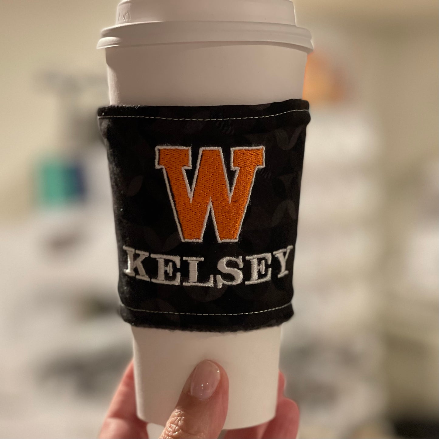 West De Pere Coffee Cuff | Iced Drink Cozy | To-Go Cup Sleeve | Custom Embroidered Personalized Beverage Cover | Hot Cocoa, Latte, or Tea Holder