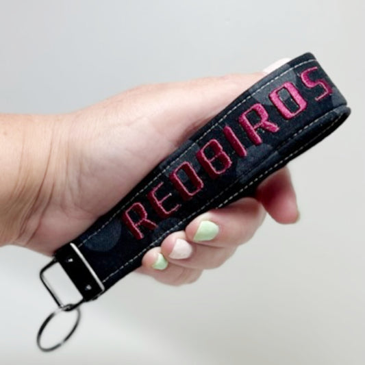 De Pere Redbirds Wristlet Keychain | Fabric Key Fob | Embroidered Gift