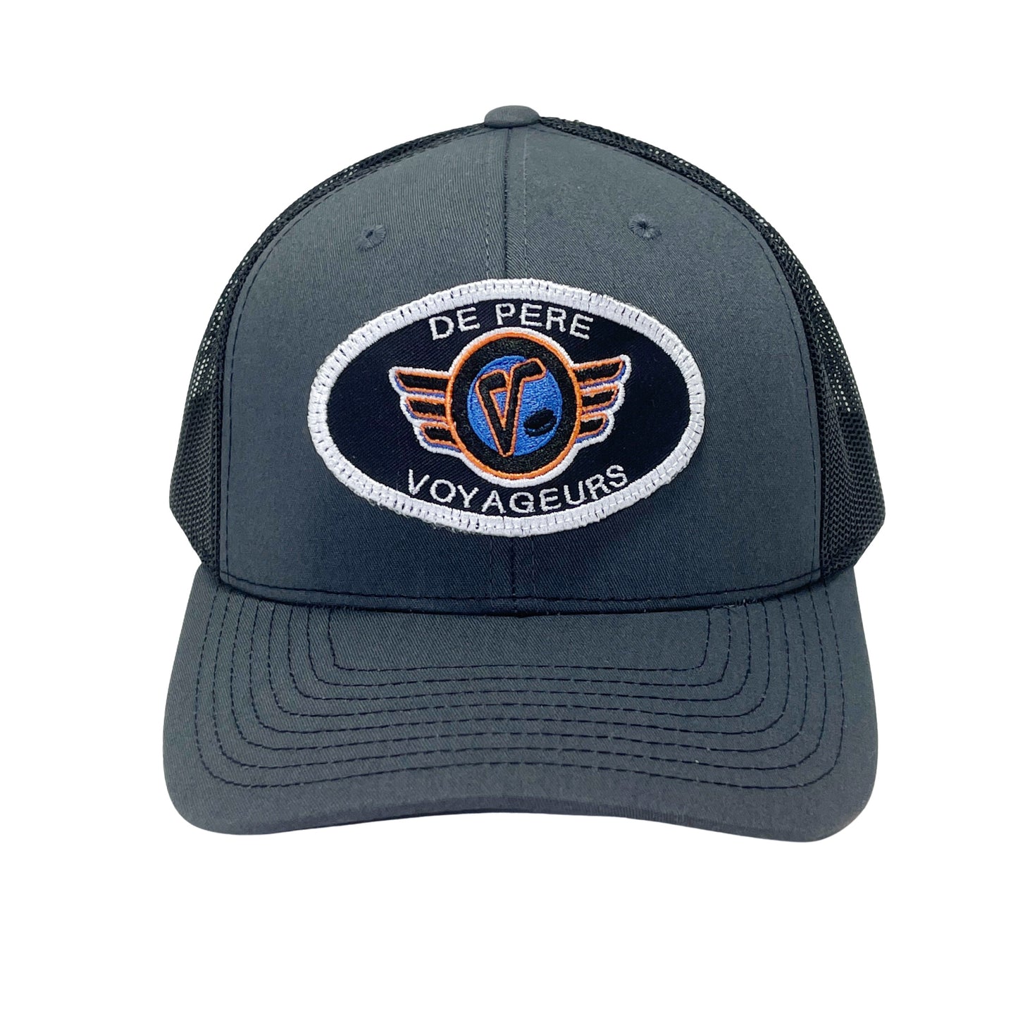 De Pere Voyageurs Youth Hockey Patch De Pere Charcoal Gray Snapback
