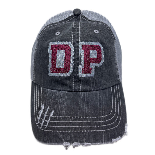 Gray Distressed Trucker Hat | DP Bling De Pere Hat