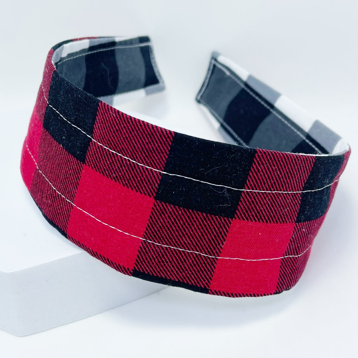 Comfortable Reversible Handmade Fabric Headband - Checked fabrics