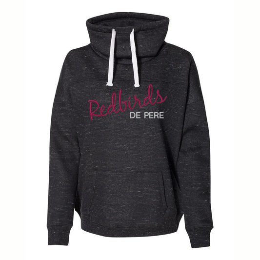 Scuba Neck De Pere Redbirds Black Cowl Sweatshirt | Women's fit