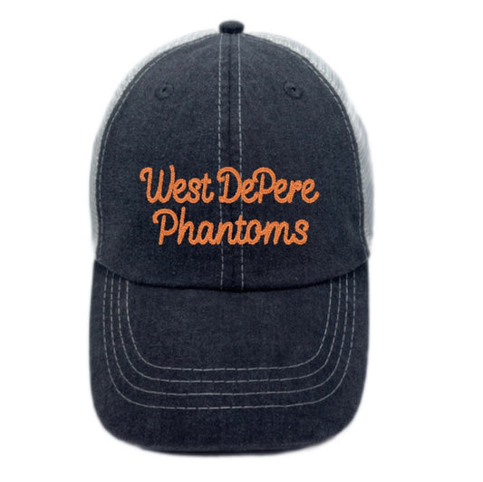 Black Pigment Dyed Trucker Hat | West De Pere Chainstitch