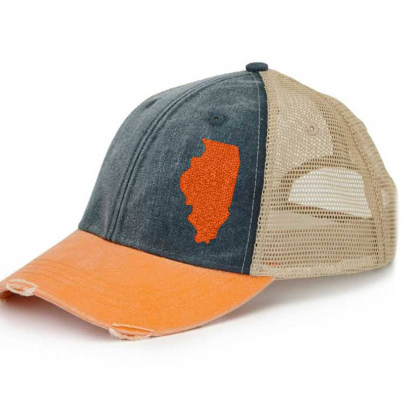 Illinois  Hat | Distressed Snapback Trucker | state cap | many color choices