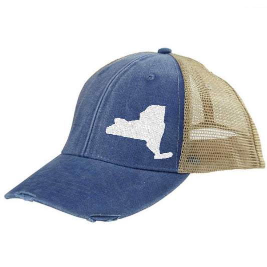 New York Hat | Distressed Snapback Trucker | state cap | many color choices