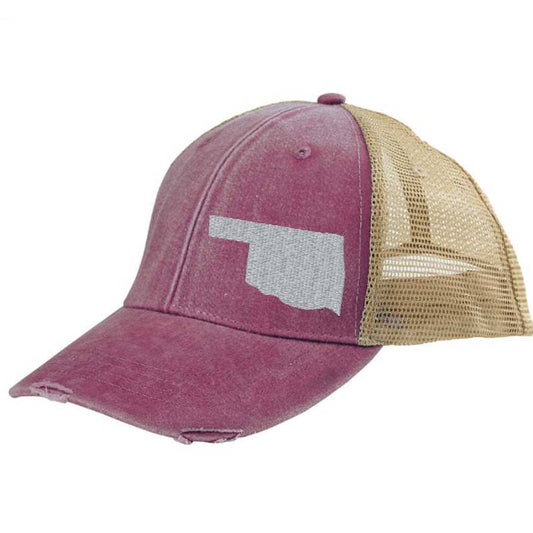Oklahoma Hat | Distressed Snapback Trucker | state cap | many color choices