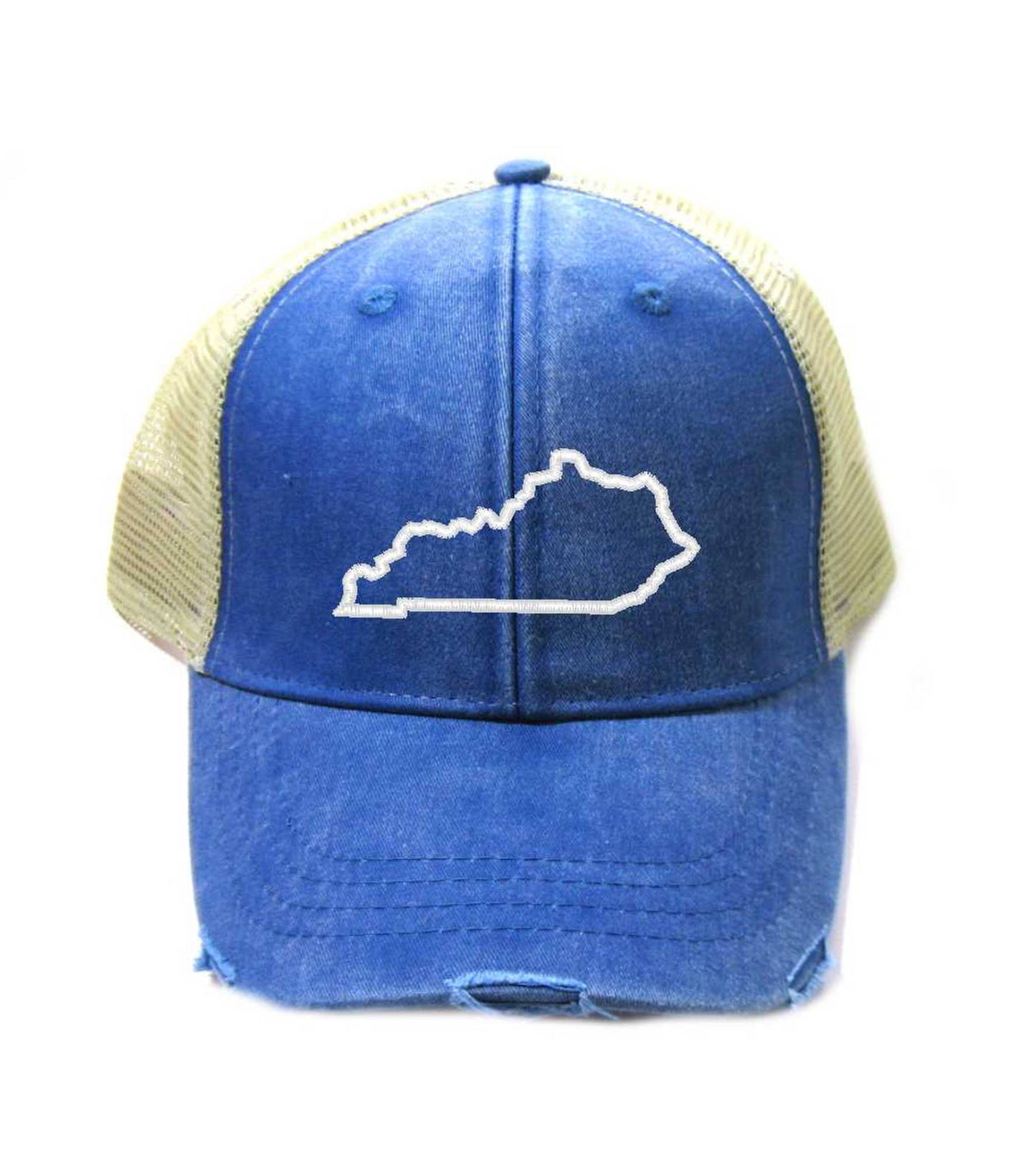 Kentucky Hat - Distressed Snapback Trucker Hat - Kentucky State Outline - Many Colors Available