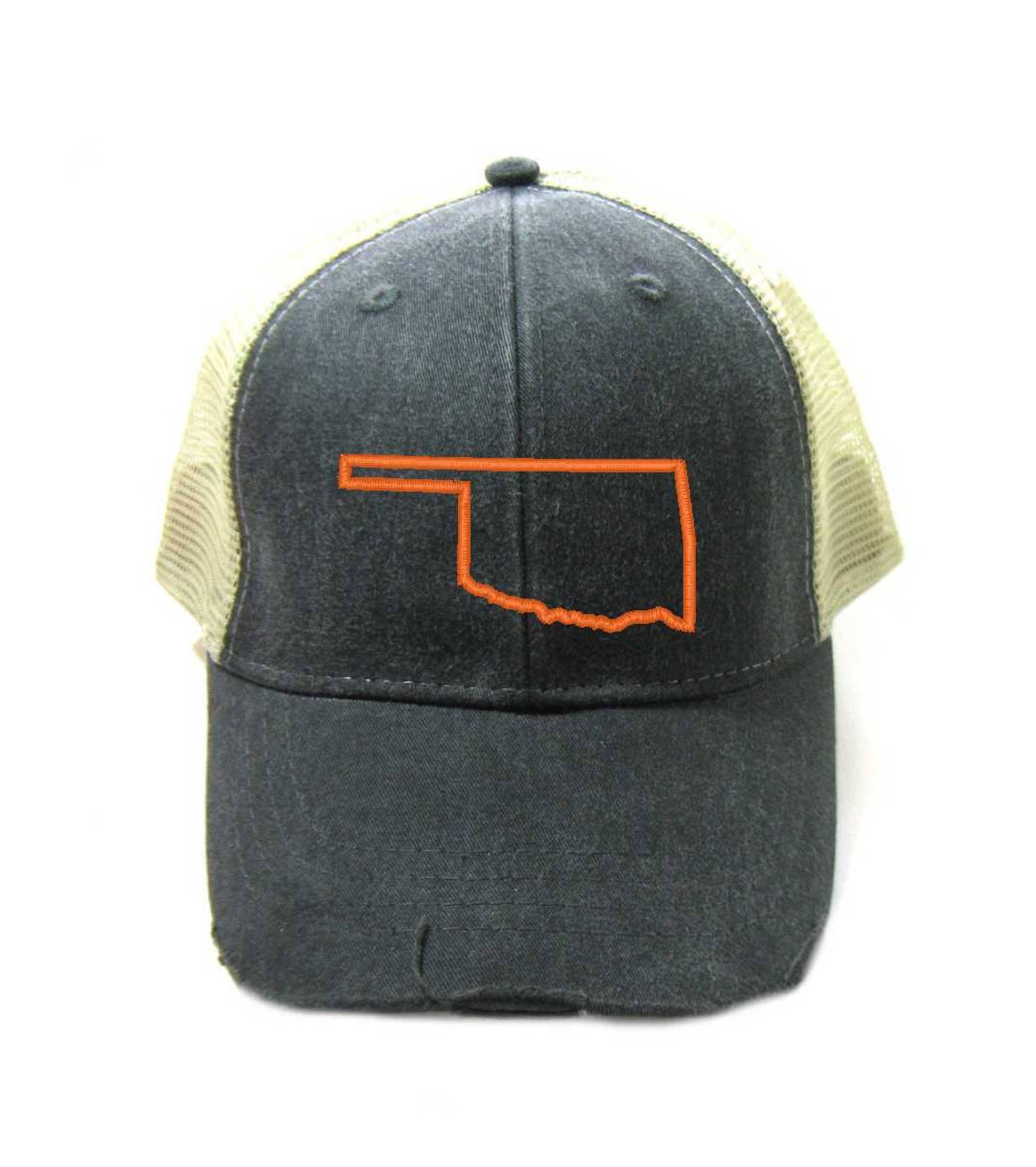 Oklahoma Hat - Distressed Snapback Trucker Hat - Oklahoma State Outline - Many Colors Available