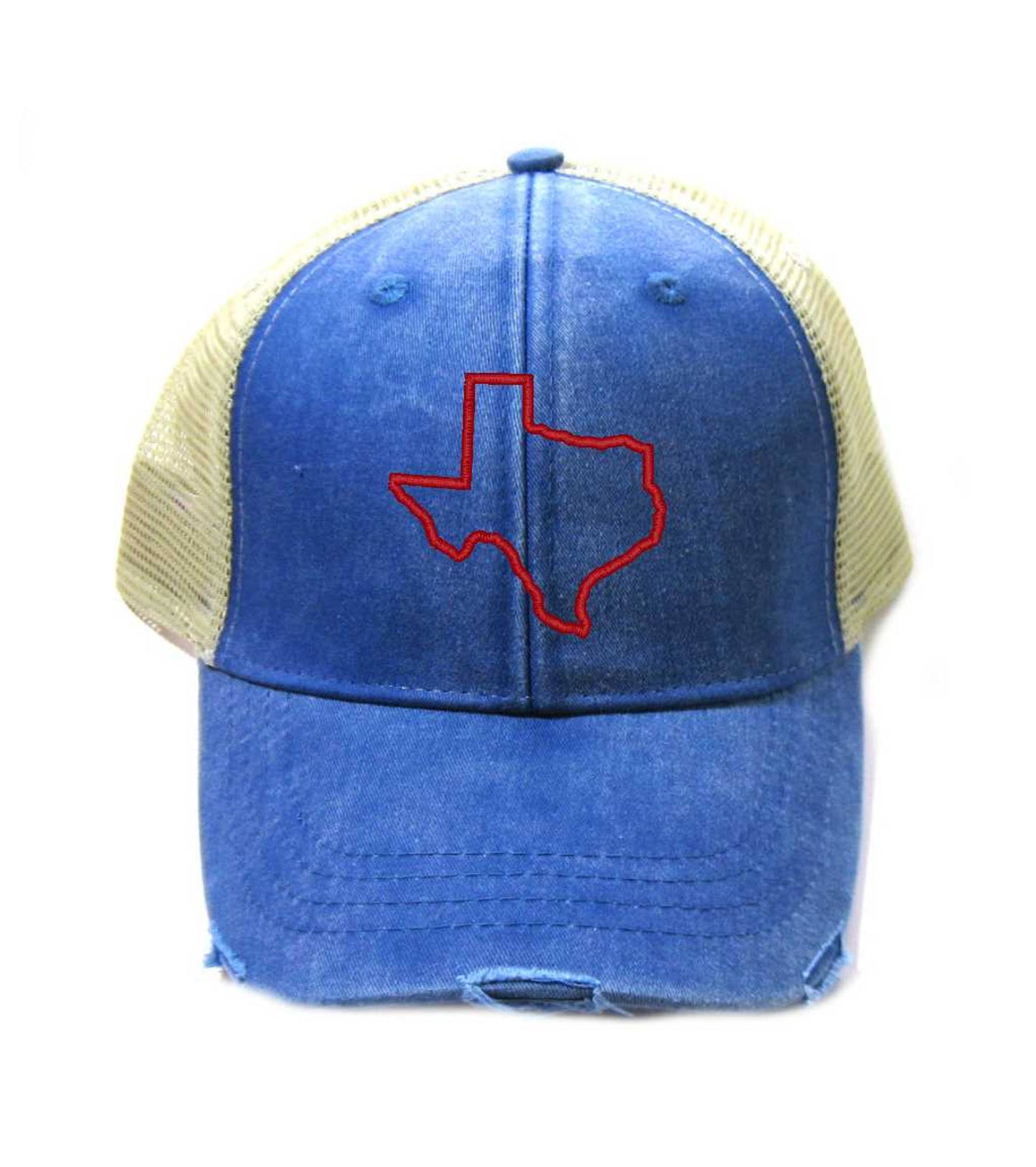 Texas Hat - Distressed Snapback Trucker Hat - Texas State Outline - Many Colors Available