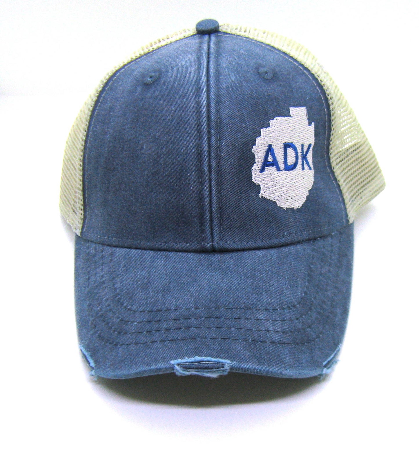 Adirondack Hat - Navy Blue Distressed Snapback Trucker Hat - ADK Adirondack park