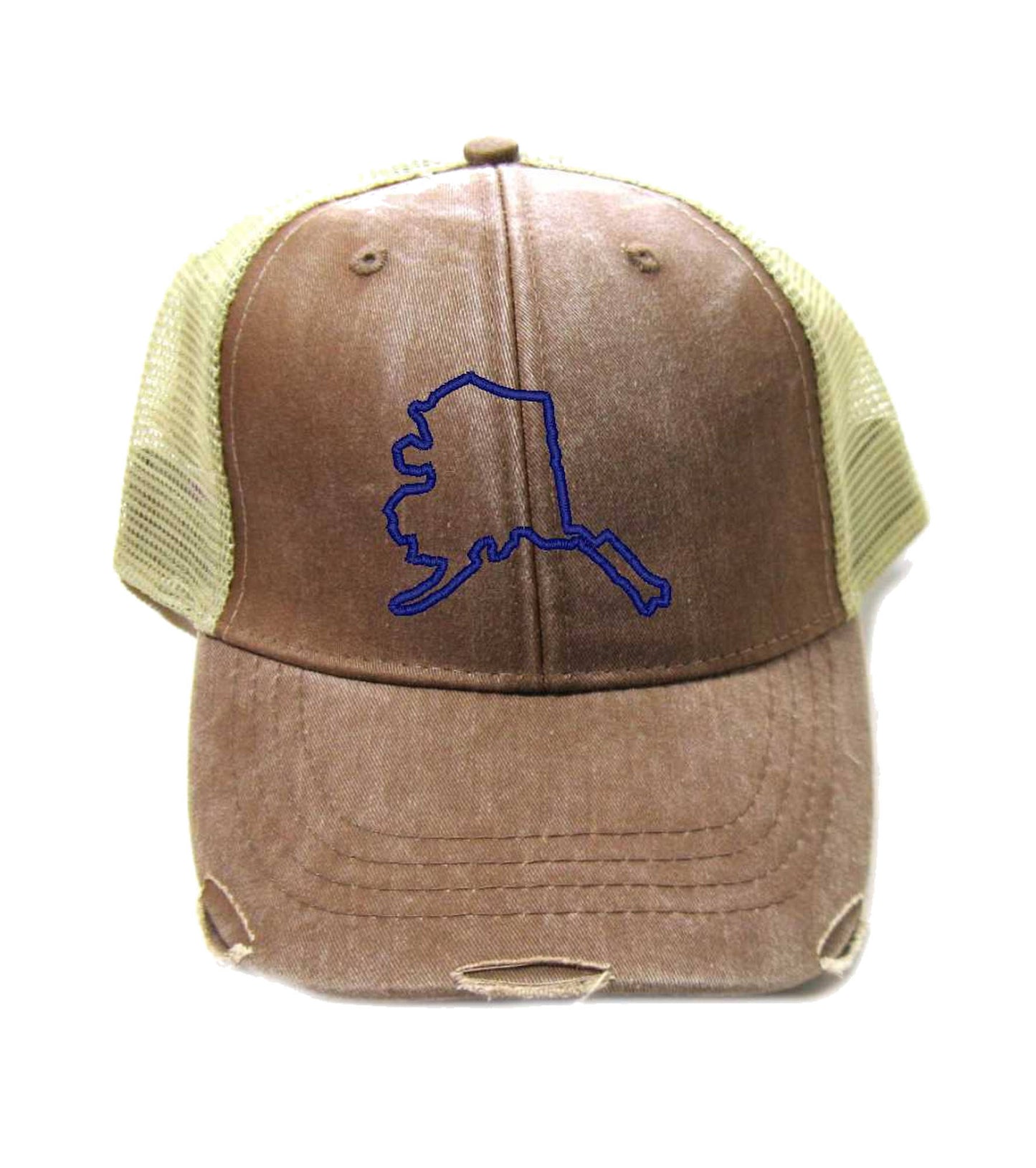 Alaska Hat - Distressed Snapback Trucker Hat - Alaska State Outline - Many Colors Available