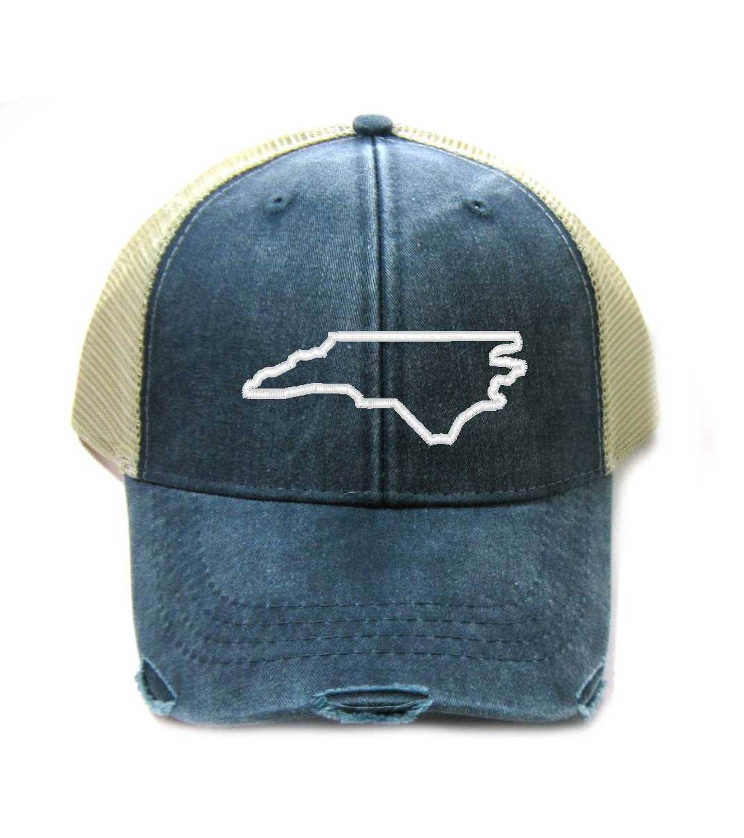 North Carolina Hat - Distressed Snapback Trucker Hat - North Carolina State Outline - Many Colors Available