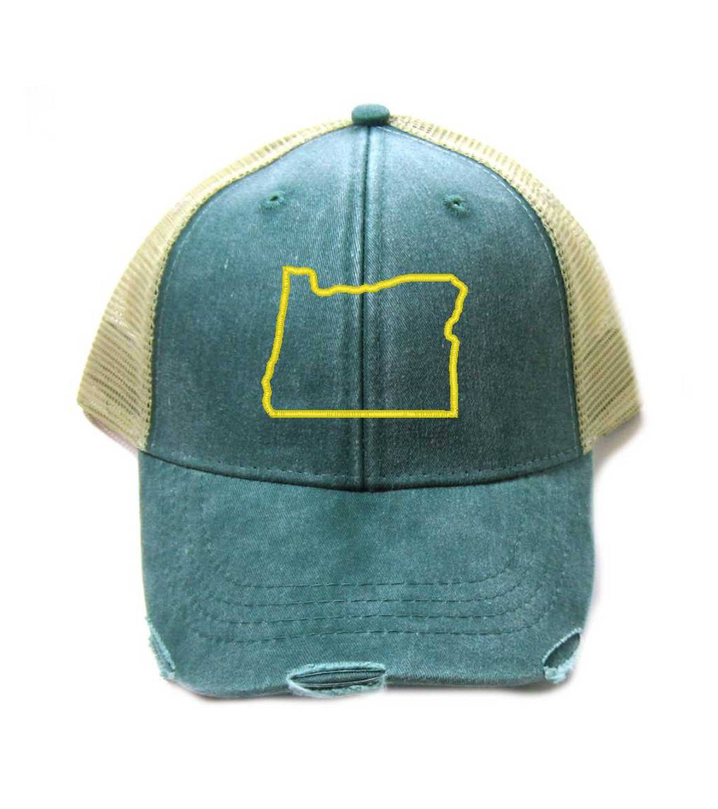 Oregon Hat - Distressed Snapback Trucker Hat - Oregon State Outline - Many Colors Available