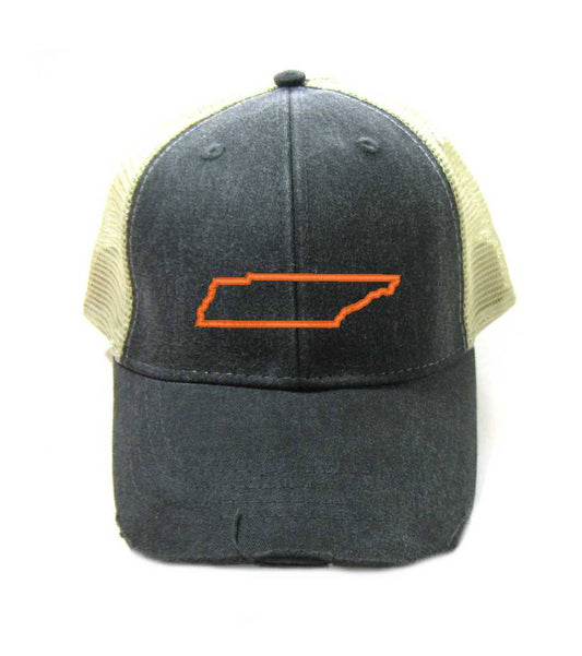 Tennessee Hat - Distressed Snapback Trucker Hat - Tennessee State Outline - Many Colors Available