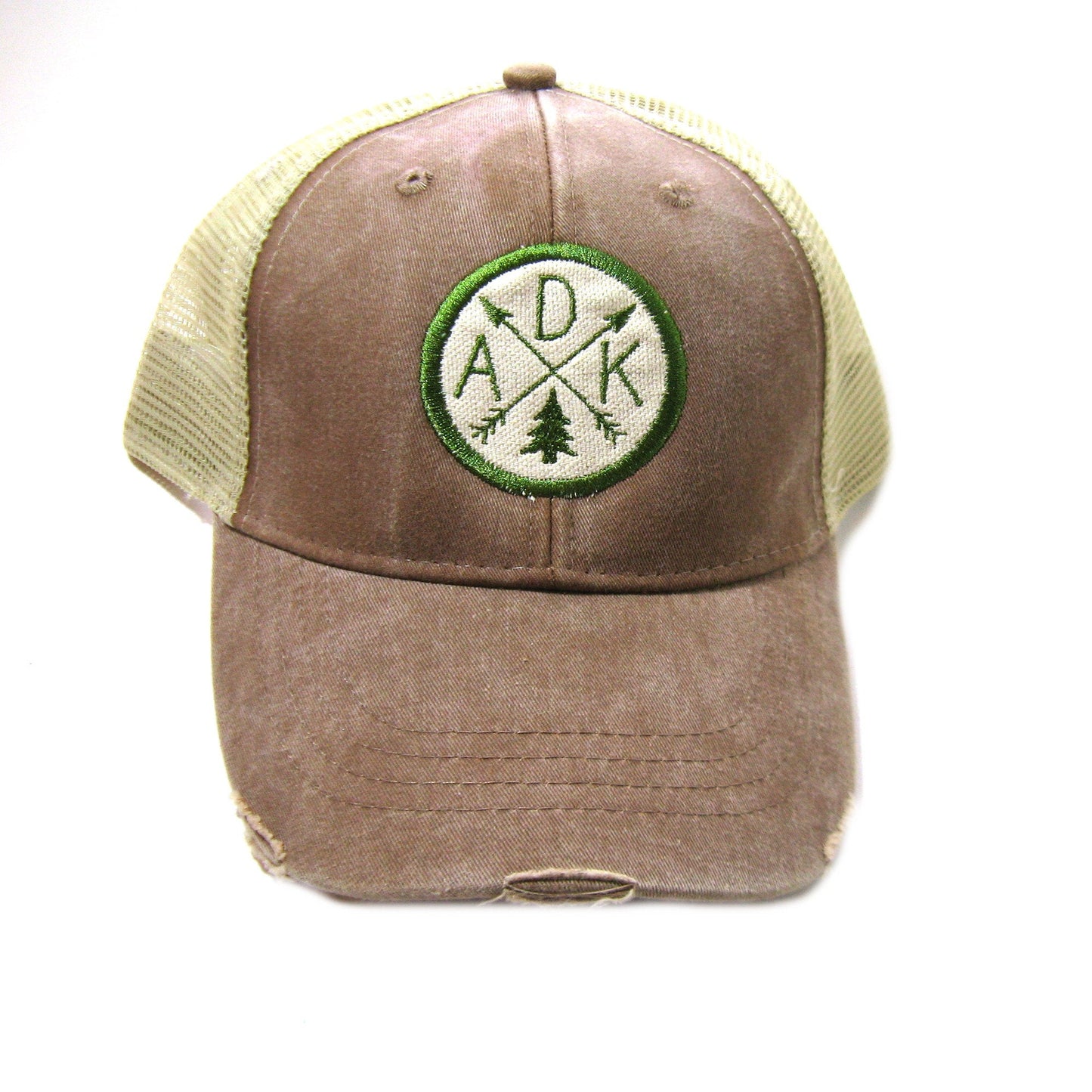 Adirondacks Hat - Distressed Snapback Trucker Hat - ADK Arrow Compass