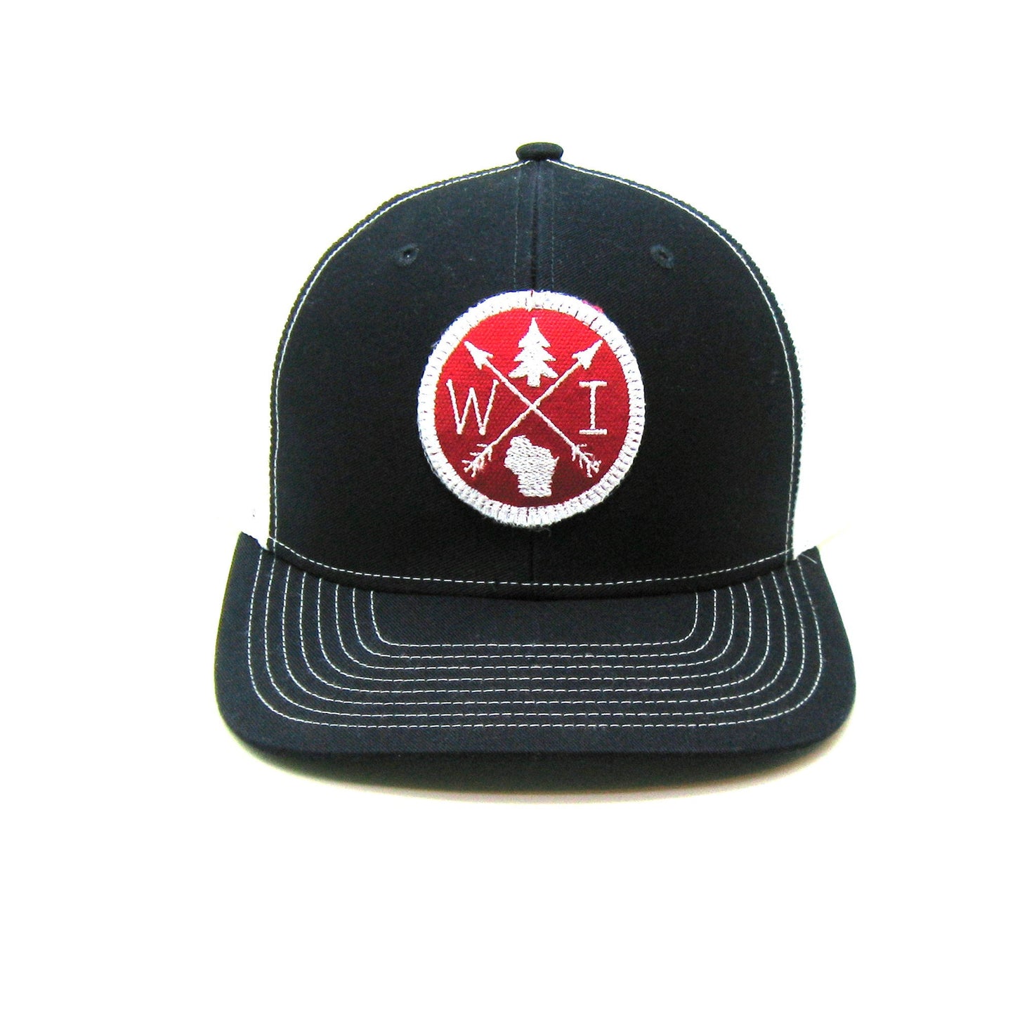 Wisconsin Hat - Navy Snapback with Red and White Arrow Patch
