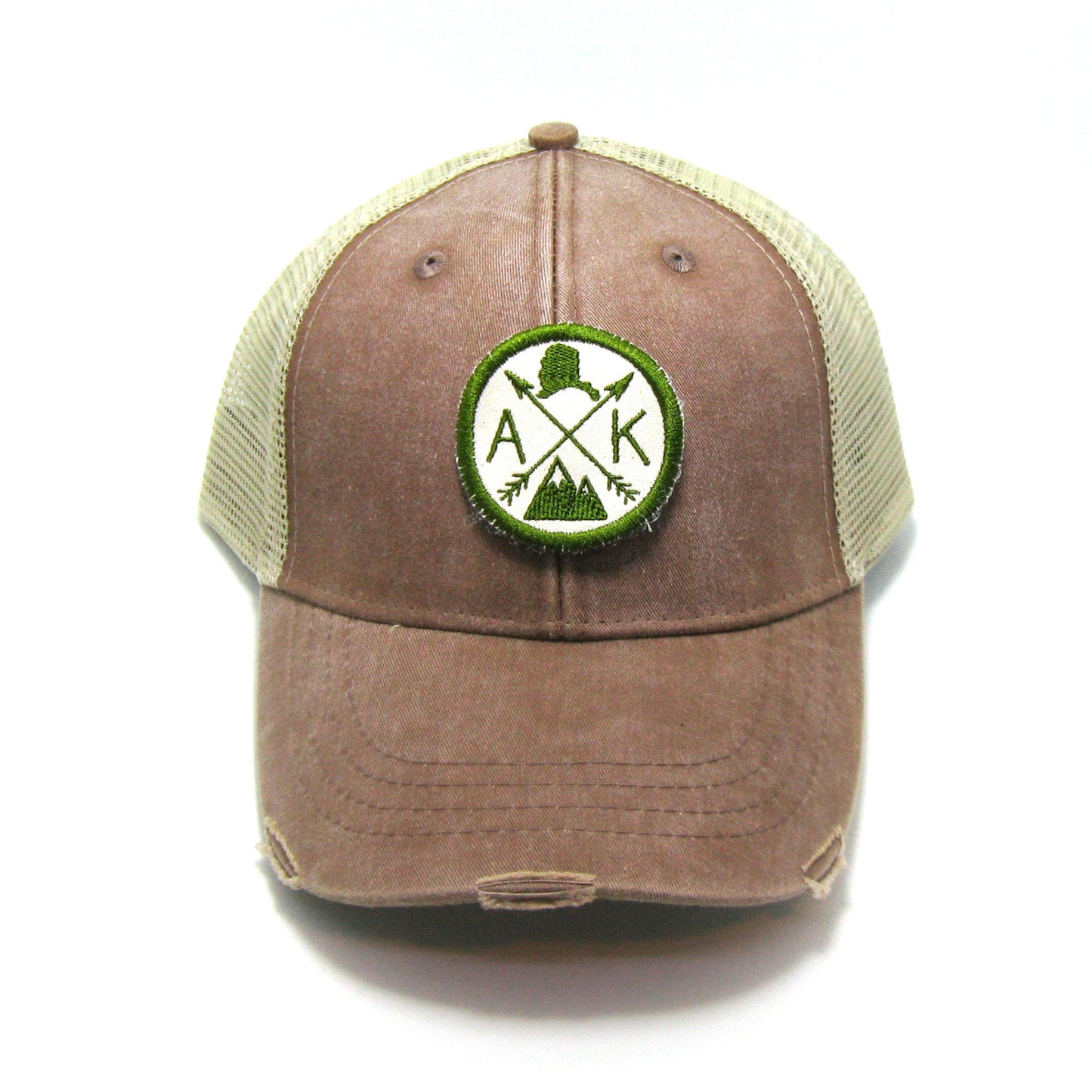 Alaska Hat - Distressed Snapback Trucker Hat - Alaska Arrow Compass