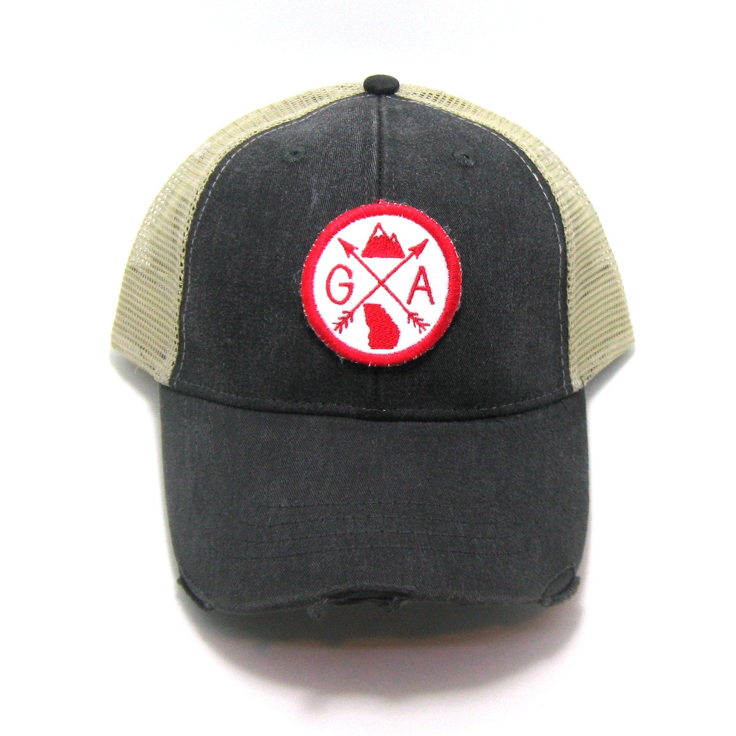 Georgia Hat - Distressed Snapback Trucker Hat - Georgia Arrow Compass
