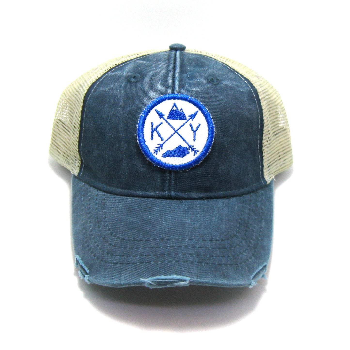 Kentucky Hat - Distressed Snapback Trucker Hat - Kentucky Arrow Compass